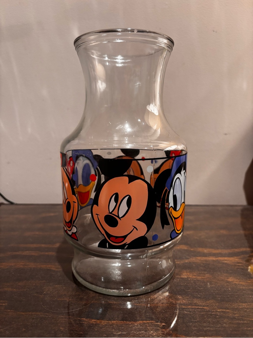 Disney Clear Glass Vase with Mickey, Donald & Friends Multicolor Band